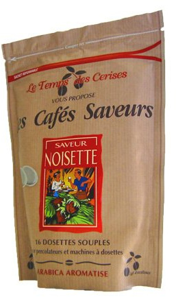 Le Temps des Cerises - Café Saveur Noisette en Dosette Souple - 112 g ( 16 dosettes de 7 g)