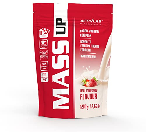 Activlab Weight Gainer - Pulver Shake - Muskelaufbau - Molkenprotein Kohlenhydraten Kreatin Taurin - 1200 g Erdbeere MassUp