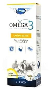 LYSI - Oméga 3 capital santé - Huile de foie de Morue - Saveur Citron - Riche en EPA, DHA et Vitamine A, D, E - 240ml