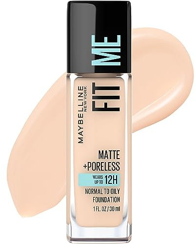 Maybelline Fit Me Matte + Poreless Liquid Oil-Free Foundation Makeup, Natural Ivory, 1 Count (Packaging May Vary)