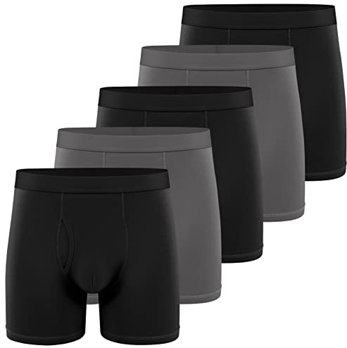 Lovemist Cotton Boxer Shorts Men's Classic Edition Boxer Shorts Men's Underwear Pack, C: 3 Black/2 Gray(5 Pack), XL