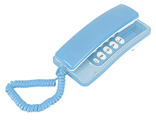 Mugast Téléphone Fixé Murale Téléphone Filaire Portable avec Réduction du Bruit Protection Idéale pour Maison/Hotel/Bureau(Bleu)