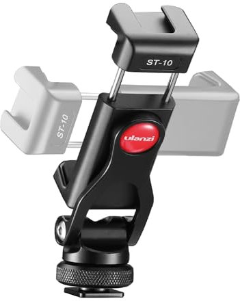 ULANZI Soporte Movil Tripode, ST-10 Adaptador Movil Tripode con 2 Zapatas, Adaptador para Trípode Soporte con rotación de 360º para iPhone Galaxy Huawei Xiaomi Oneplus y cámaras
