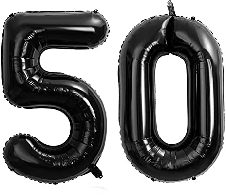 Foil Palloncini Compleanno 50 Anni Neri Palloncino Numero 50 Nero Decorazioni Festa Compleanno 50 Anni, Gonfiabili Elio Aria