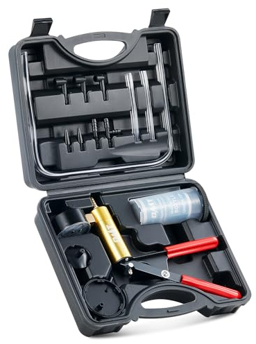 OMT One-Man Brake Bleeding Kit with Hand Vacuum Pump and Dial Gauge, Black
