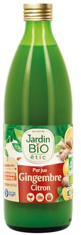 Jardin BIO étic - Pur jus gingembre citron - bio - Salé - Certifié AB - Bouteille de 50cl