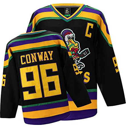 Mighty Ducks - Camiseta de Hockey sobre Hielo de la película S-XXL Charlie Conway #96 Adam Banks #99, Ropa de Hip Hop de los años 90 para Fiestas, #96 Azul, X-Large