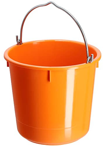 KADAX Seau de Construction en Plastique, Seau ŕ mortier avec poignée en Fil de Zinc, Seau, Seau ŕ Ciment, Seau ŕ mortiers, Seau de Nettoyage, Seau ŕ Eau, Seau de Jardin, (Orange 12 l, 1 pičce)