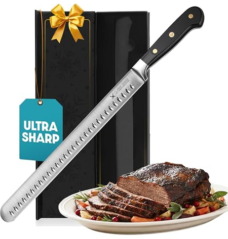 Bright Hobby Brisket Slicing Knife – 12 Brisket Knife, BBQ, Grilling Gifts For Men – Razor Sharp German Steel, Full Tang, Ergonomic Handle