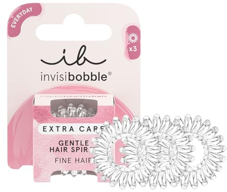Invisibobble elastici per capelli Extra Care Crystal Clear x3 - Elastici capelli donna piccoli trasparenti - Elastici per capelli che non lasciano il segno