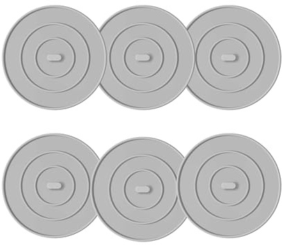TJ POP Silicone Tub Stopper 6 Packs, Large Bathtub Stopper Drain Plug, Flat Suction Drain Cover for Kitchen, Drain Stopper Bathroom Accessories and Laundry, Gray