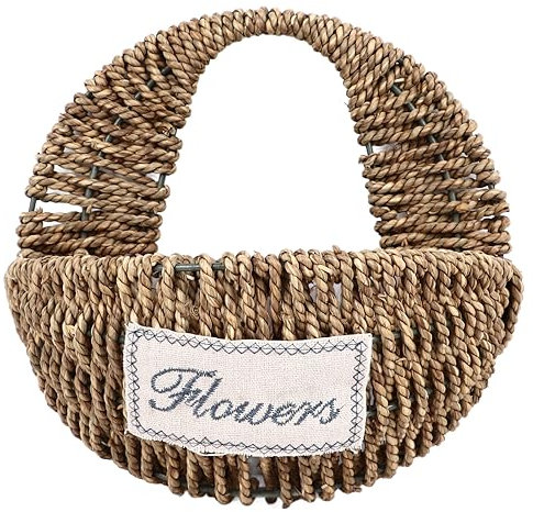 Ensemble de Paniers de Fleurs, Panier de Fleurs en Osier et Rotin avec Poignée, Panier en Rotin Demi-lune, Panier de Jardinière pour Maison Rustique, Ferme, Pots en Pot,