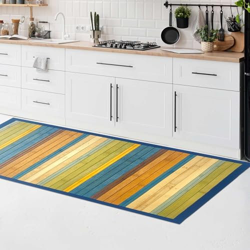 CosìCasa Bambusteppich für die Küche aus Naturholz, umweltfreundlich, rutschfest, waschbar, perfekt als Badezimmerteppich, Küchenläufer oder Teppich für den Eingangsbereich im Innenbereich [40 x 60,