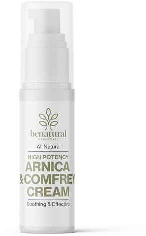 Benatural Essentials All Natural Arnica & Comfrey Cream 50g | For Sprains & Bruises | Botanical Cream for Skin Comfort After Activity | With Jojoba Oil & Vitamin E | pH Balanced | Made in the UK