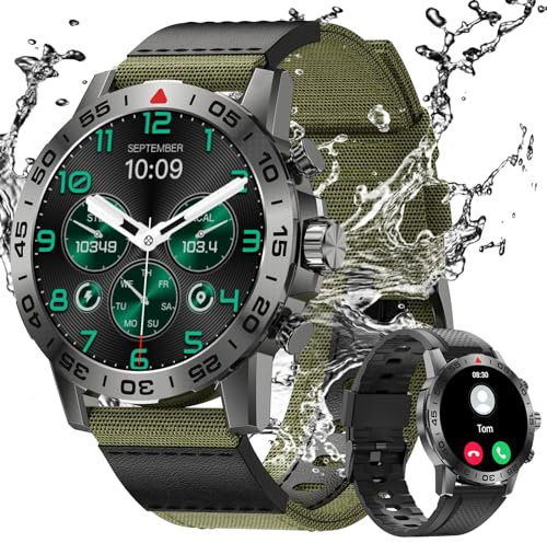 TIFOZEN Smartwatch Uomo, 1,39 Militare Orologio con Effettua/Risposta Chiamate, 110+ Sportive Rilevatore Attività, Cardiaca/SpO2/Sonno Monitor, IP68 Impermeabil Fitness Watch per iOS Android