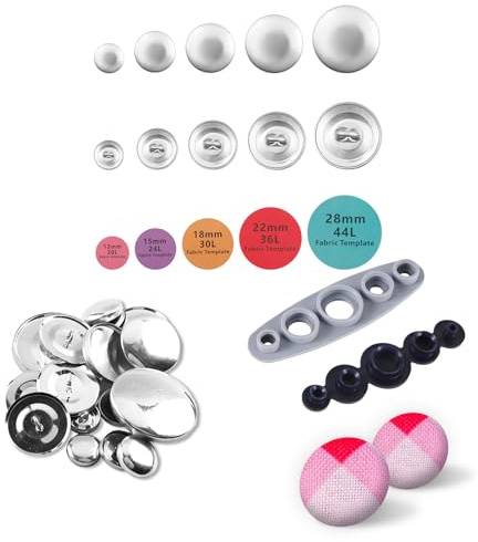 100pz Copribottoni, Kit Copribottoni con Strumento Bottoni in Tessuto Fai Da Te in 5 Dimensioni Kit Bottoni Rivestiti in Tessuto per Creare i Tuoi Bottoni per Gli Amanti del Fai Da Te Artigianale