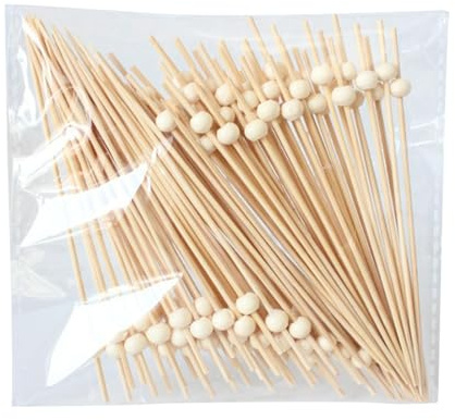 200 st matpinnar set engångsartiklar fruktspett bambu tandpetare för garnering, eleganta festspett för mellanmål