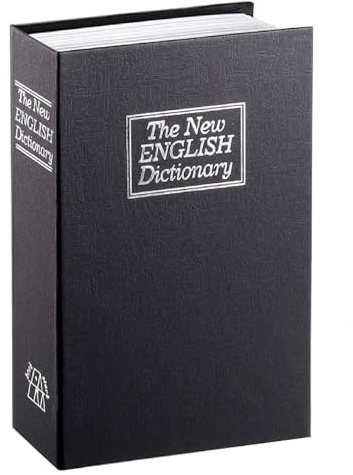 Diversion Book Safe Storage Box, Dictionary Secret Safe Can Stash Secret Book Security Locker with Key, Portable Cash Jewelry Storage Box Case Lockable Book(Black, Key)