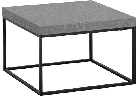 Wohnling Couchtisch 60x60x38 cm Grau Sofatisch in Beton-Optik Modern, Design Wohnzimmertisch Quadratisch, Loungetisch Klein, Kaffeetisch Metallbeine