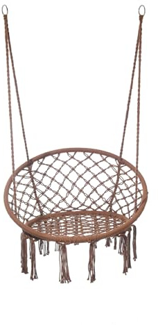 Rebecca Mobili Hängstol, gungstol, brun, polybomull stål, utomhus eller inomhus, robust, bohemisk stil - mått HxBxD: 120 x 80 x 60 cm - Art. RE7176