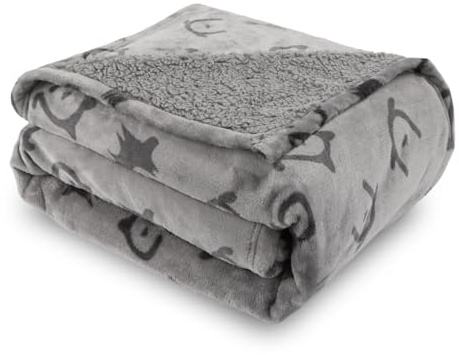 Nobleza Manta Impermeable Perro, XL 152 x 127cm Suave y Esponjosa Manta Mascota, Manta Lavable de Felpa a Prueba de Fugas para Sofá y Cama, Reversible, Gris Claro