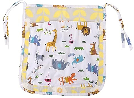 Toddmomy Multi-layer Pure Cotton Baby Crib Bag and Diaper Storage Pouch, Nursery Hanging Organizer for Infant Bed, Animal Zoo Pattern, Baby Bed Storage Organizer for Cradle Use