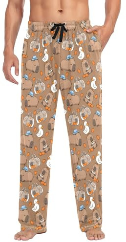 ALAZA Men's Pajama Bottoms Dachshund Dog Striped Cotton Pajama Pants for Men with Pockets Lounge Pants Sleepwear, S