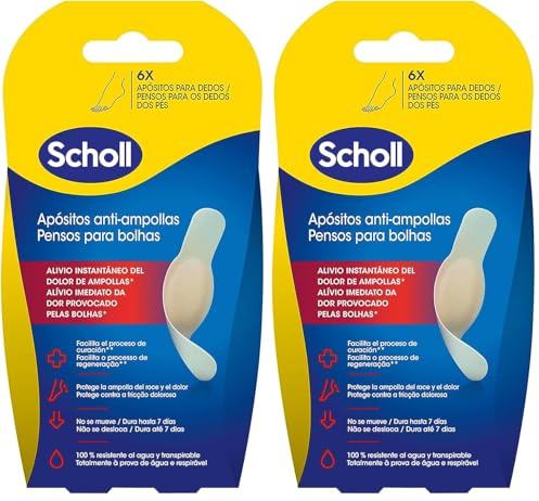 Dr. Scholl's Apósitos para Ampollas en Dedos x6 - Alivio Instantáneo y Cicatrización Rápida - Impermeables y Transpirables - Tamaño Pequeño (Paquete de 2)