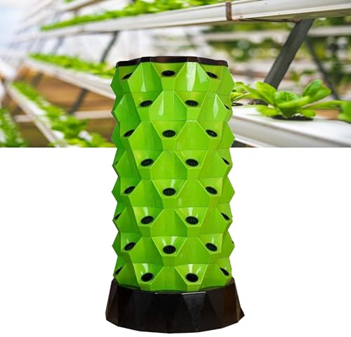 Hydroponiskt odlingstorn – aeroponiskt inomhusträdgårdssystem med pump, adapter, fröbädd och nätkrukor för effektiv ört- och grönsaksodling