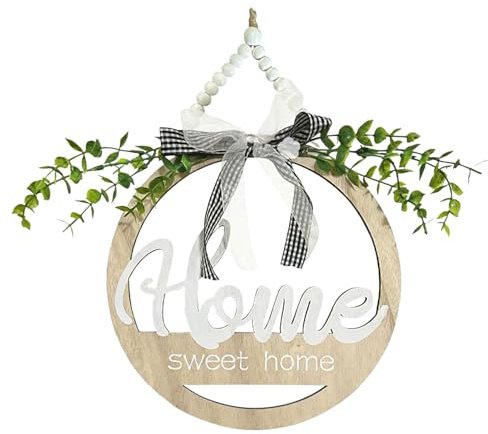 Cartello di benvenuto rustico, decorazione in legno per porta d'ingresso, 25 cm, rotondo, da appendere, ornamento artigianale in legno massello, decorazione da parete per ingresso, feste di compleanno