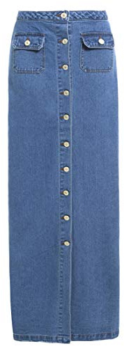 SS7 Nouvelles Femmes Jeans Jupe Longue, Bleu Denim,Tailles 8 pour 16 - Jean Bleu, 38