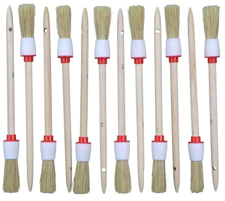 ROTIX Lot de 12 pinceaux ronds 93021 - Diamètre : 20 mm - Taille 2 - Poils clairs