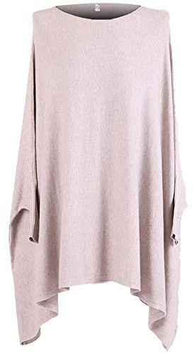 Storm Island SI021 Ladies Italian Ribbed Trim Lagenlook Top Womens Knited Draped Boat Neck Poncho (Mocha, ONE Size 14-22 UK)