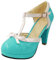 LUXMAX Ladies Rockabilly Shoes Platform T-Bar Court Shoes Patent Mary Jane Heels Size 8UK,Teal