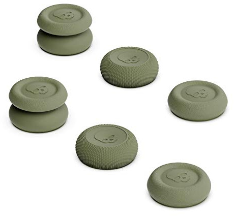 Skull & Co. Skin, CQC and FPS Thumb Grip Set Joystick Cap Analog Stick Cap for Nintendo Switch Pro Controller & PS5 / PS4 / Slim/Pro Controller - OD Green, 3Pairs(6pcs)