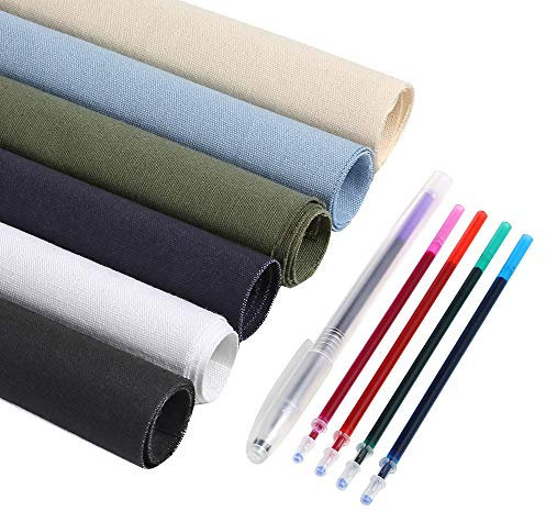 Caydo 6 Farben Stoff für Stickerei, einschließlich 6 Farben baumwollstoff sticken, 5 Farben wasserlösliche Stifte für Weihnachtsstickerei-Projekte und Dekoration, 30 x 30 cm