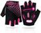 LUROON Cycling Gloves Half Finger Gel Padded Bike Gloves Anti-Slip Shock-absorbing Hand Protect Fingerless Summer Bicycle Short Gloves for Mens & Women (S, Pink)