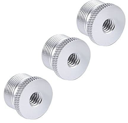 Kamera-Schraubenadapter 3/8-Zoll-16 Buchse auf 5/8-Zoll-27 Außengewinde-Schrauben-Konverter-Set für DSLR-Kameras, Monitor-Stativ, Mikrofonständer, 3 Stück, silberfarben