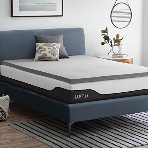 LUCID 5 cm Bamboo Charcoal Memory Foam Mattress Topper - Activated Charcoal - Breathable Mattress Topper, European Single (90 x 200 cm)