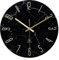 LW Collection Wanduhr Glas Marmor Cooper Schwarz 30cm - kleine Uhr - Leise Wanduhr - Küchenuhr leises Uhrwerk - Marmoruhr
