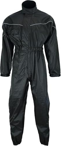 warrior gears Combinaison de pluie de moto une pièce pour homme, combinaison imperméable coupe-vent pour homme et femme, combinaison imperméable tout-en-un pour adultes, Noir , M