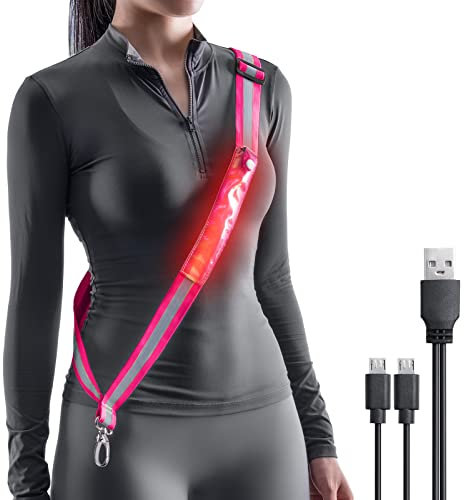 Todoxi Lauflicht Joggen mit Reflektoren Gürtel, LED Lauflampe USB Aufladbar Verstellbar Nacht Sicherheitslicht Laufgürtel für Joggen Laufen Running Fahrradfahren Hundewandern Outdoor Sports