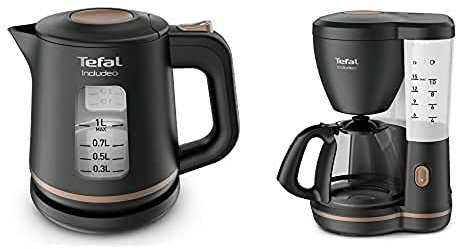 Tefal Includeo Frühstücks-Set |Wasserkocher mit 1L Fassungsvermögen | Filterkaffeemaschine für 12-15 Tassen | schwarz