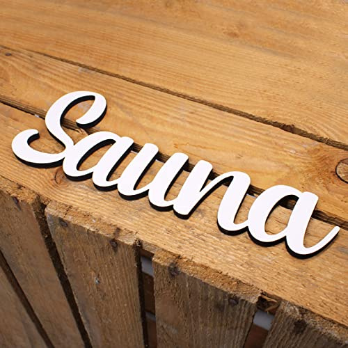 Sauna Dörrskylt bokstäver vit trä skylt för fastsättning dörrdekoration bokstäver rum bastuskylt bastu 24 x 9 cm