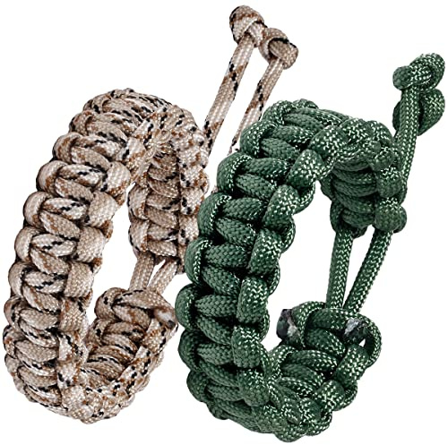 Jewboo Paracord Survival Bracelet for Men Women,Desert Camo & Green