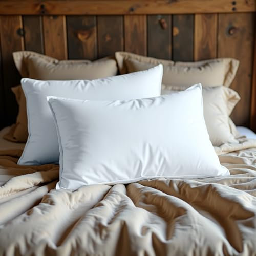 VL - Almohada de plumas de ganso de 1200 g/m², suave, antialérgica, antiácaros, microfibra de lujo, suave, esponjosa, para dormir boca arriba y de lado, 48 x 74 cm (juego de 2)