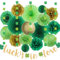 St.Patrick’s Day Dekorationen Party Deko Kleeblätter Banner Girlande Grün Papier Fächer Seidenpapier Pompons für Irische St. Patrick's Party Zubehör Karneval Deko