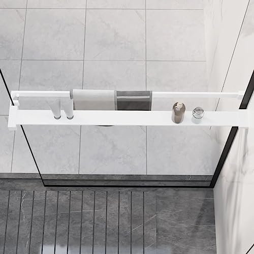 Lauuoeriau Home Items,Estante de ducha para pared de ducha a ras de suelo, blanco, 80 cm, aluminio, muebles de traje