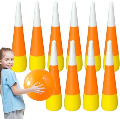 Uppblåsbart bowlingset – inomhus-bowlingspel – uppblåsbar bowlingboll med bowlingkäglor, födelsedagsfest för inomhusgräsmatta, spel för inomhusgräsmatta