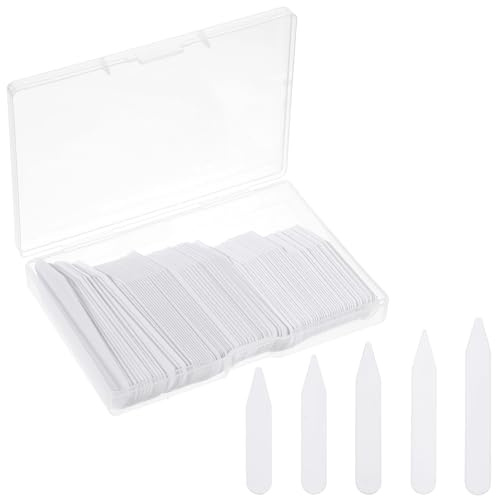 oruola 100 Pcs Shirt Collar Stiffeners, 5 Sizes Plastic White Smooth Collar Stays, Durable Collar Stiffeners for Men's Dress Shirts, Shirt Collar Stiffeners Plastic for Professional Look